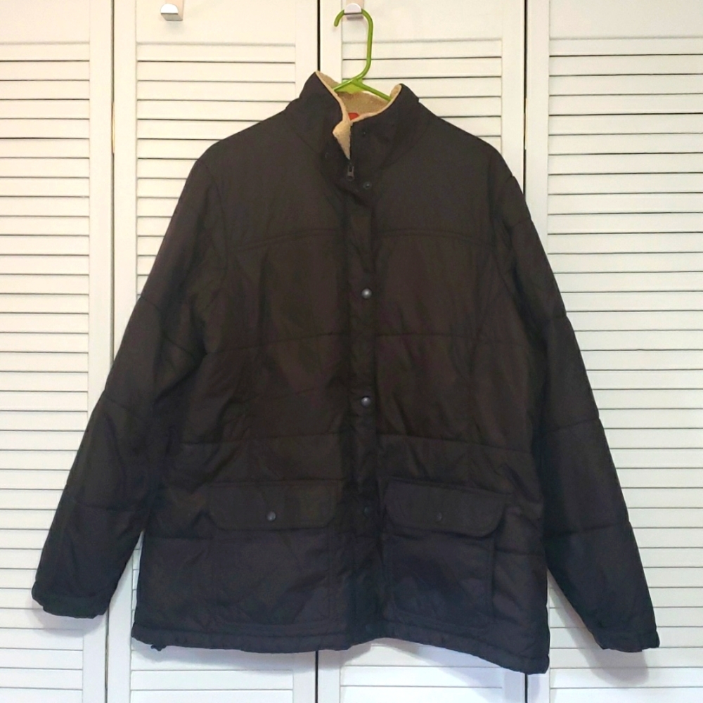 Lands End quilted jacket with sherpa lined collar